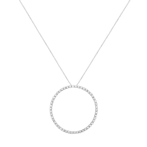 .925 Sterling Silver 4 cttw Prong Set, Round-Cut Diamond Open Circle