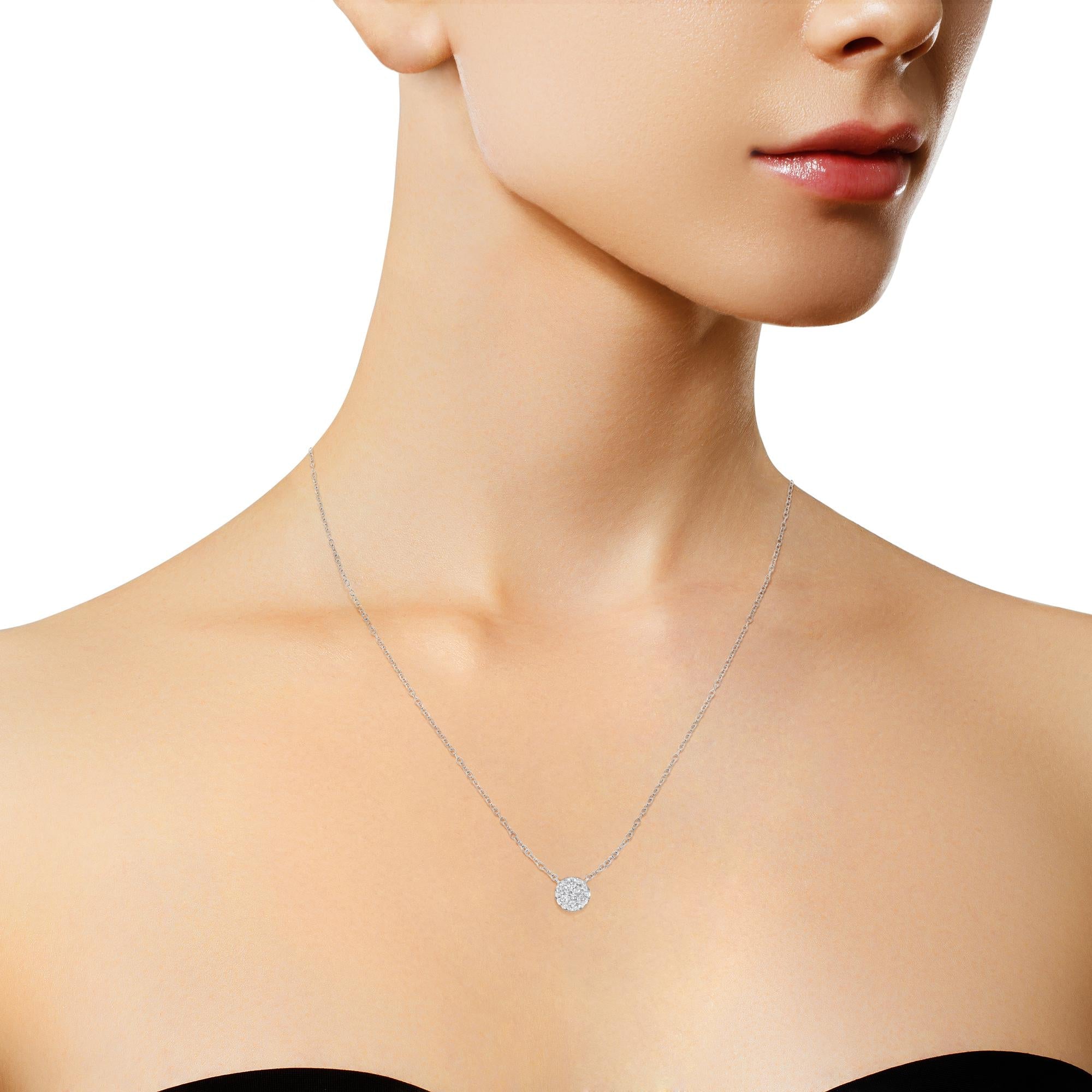 14K White Gold 1/4 Cttw Shared Prong Set Round-Ct Diamond 7 Stone